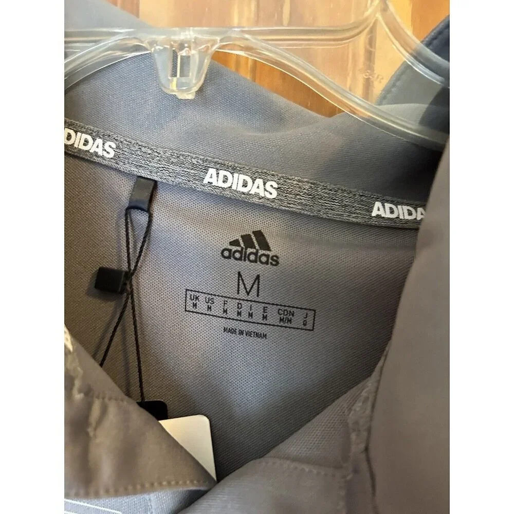 ADIDAS GOLF Mens Striped Short Sleeve Polo Shirt‎ Gray Collared NWT Size M